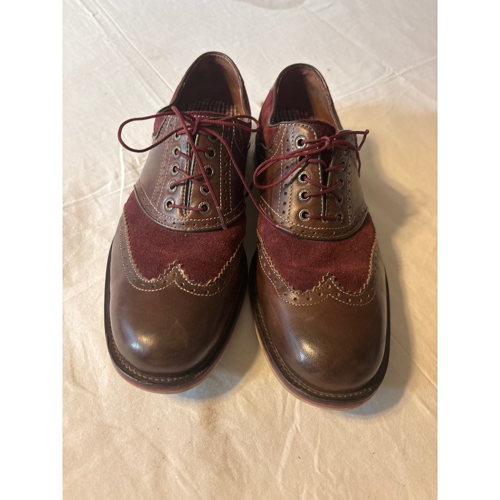 Johnston & Murphy Wingtip Oxford Mens Brown Burgundy Suede Leather 9.5